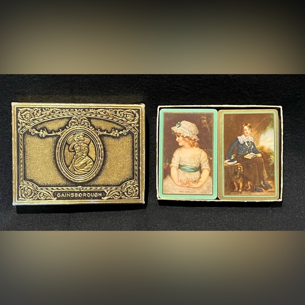 Vintage USA Gainsborough PLAYING CARDS Golden 2 DECKS Set